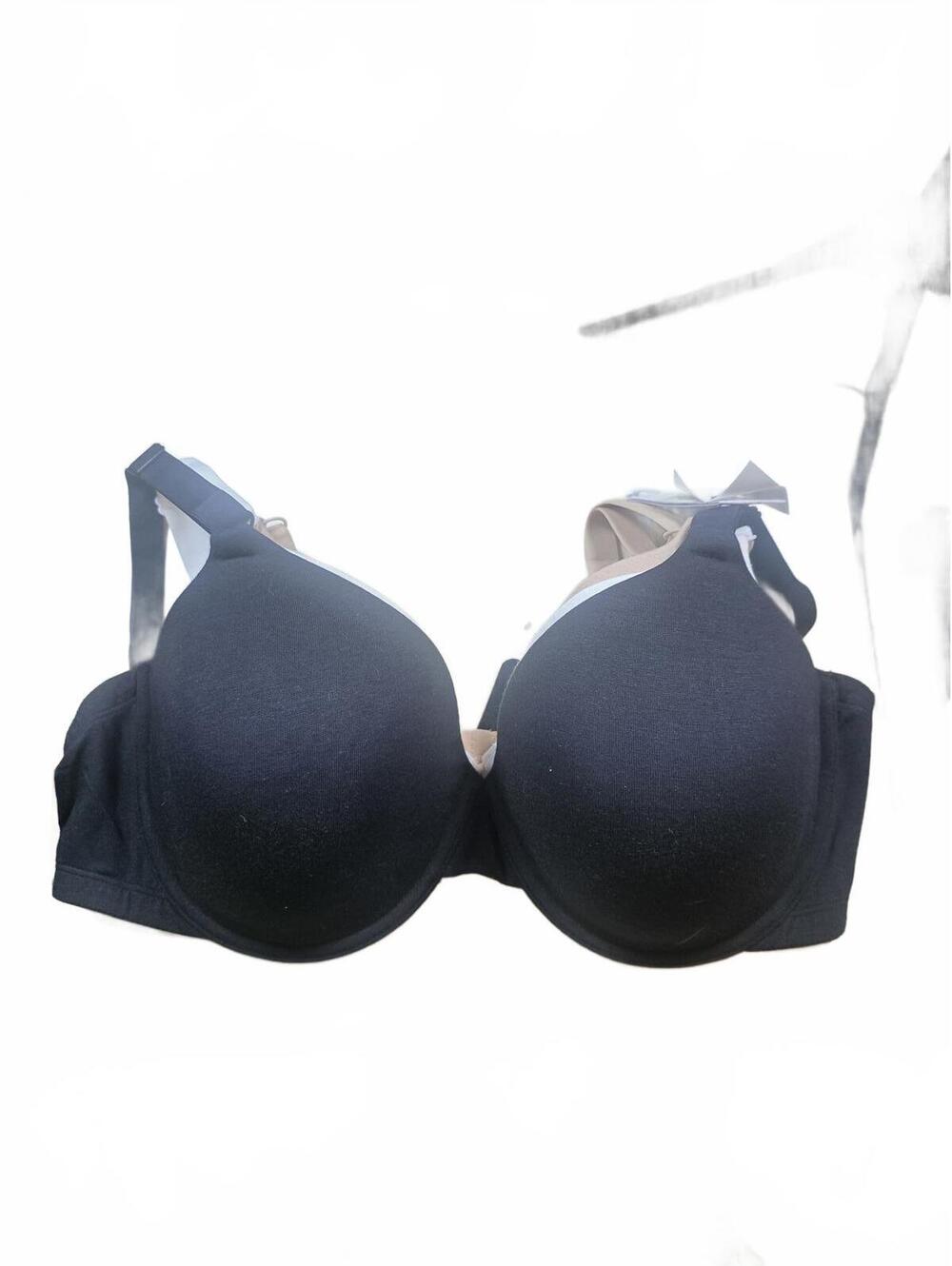 Fruit of the Loom womens T-shirt T Shirt Bra, Black Hue/Sand/White, 40DD US